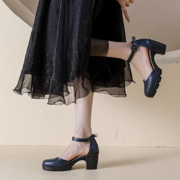 DADAWEN CHUNKY HEELS PLATFORM SHOES PARTY BUSINESS CASUAL - Picture 2 of 15